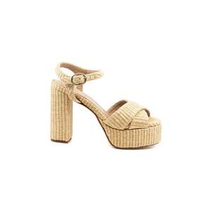 Andrea Gomez Bella Raffia Platform Sandals Heels - US 7 Brown